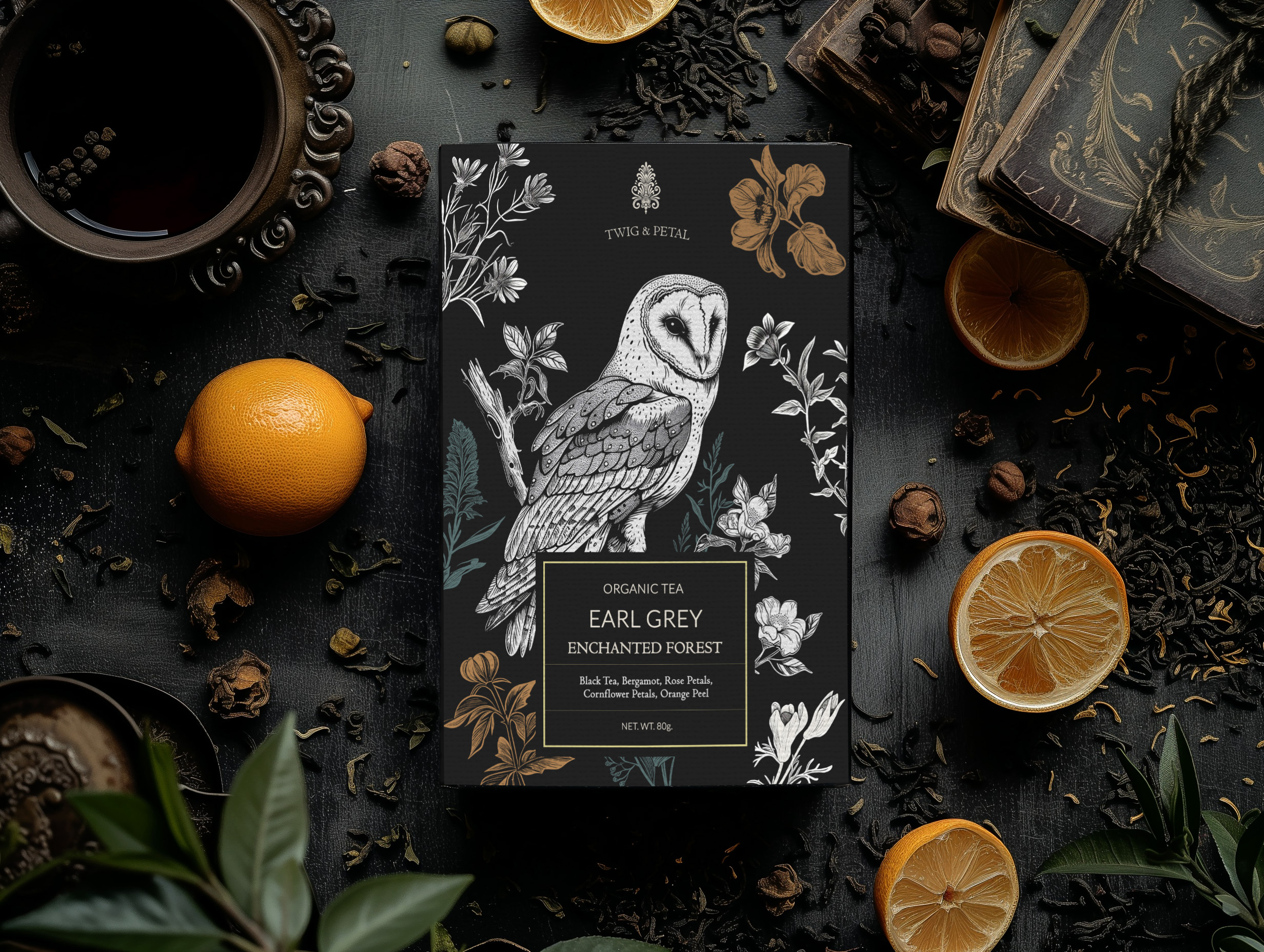 Twig&Petal Tea Packaging Design adobe illustration adobe photoshop concept art design gothic graphic design illustration packaging design tea packaging vintage visual design