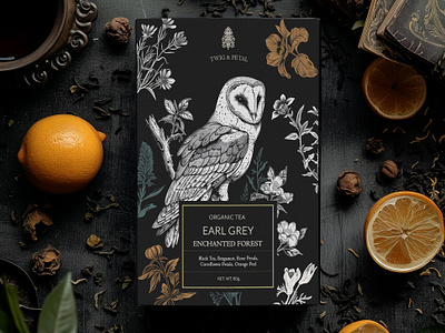 Twig&Petal Tea Packaging Design adobe illustration adobe photoshop concept art design gothic graphic design illustration packaging design tea packaging vintage visual design