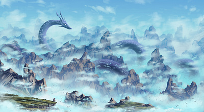 Landscape with a Dragon dragon illustration landscape photoshop