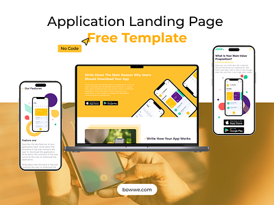 📱 FREE TEMPLATE 📱 Application Landing Page by BOWWE on Dribbble