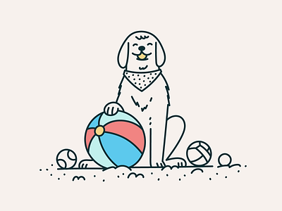 Dog + Balls = Fun animal balls beach ball character dog drawing editorial fun hand drawn illustration illustrator line art minimal vector