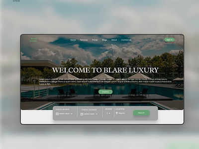 Landing Page For a Luxury Hotel. landing page luxury hotel design luxury hotel design website mobile app ui ui design user experience design user interface design ux