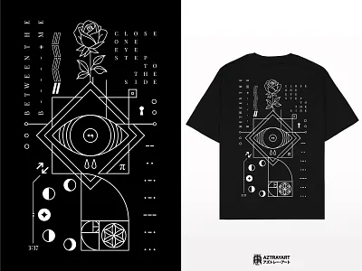 Micro Realism Exploration band band merch crescent crescent moon eye fine line flower of life geometric geometric line illustration mandala merch micro realism microrealism monoline moon moon phase rose tattoo tshirt design