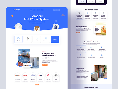 Hot Water Product Landing Page available for work coded template complete website design creative landing page figma design framer hot water product landing page design minimal and clean web design product landing page ui design uiroll web teamplate design website design website theme design
