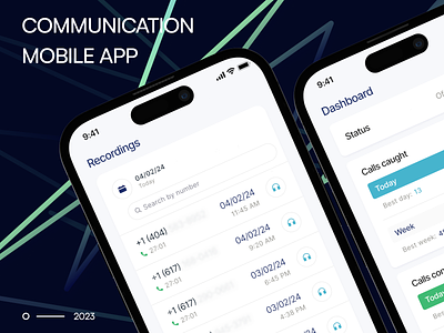 Communication app for call agents app calendar calls communication dashboard mobile recording table ui ux