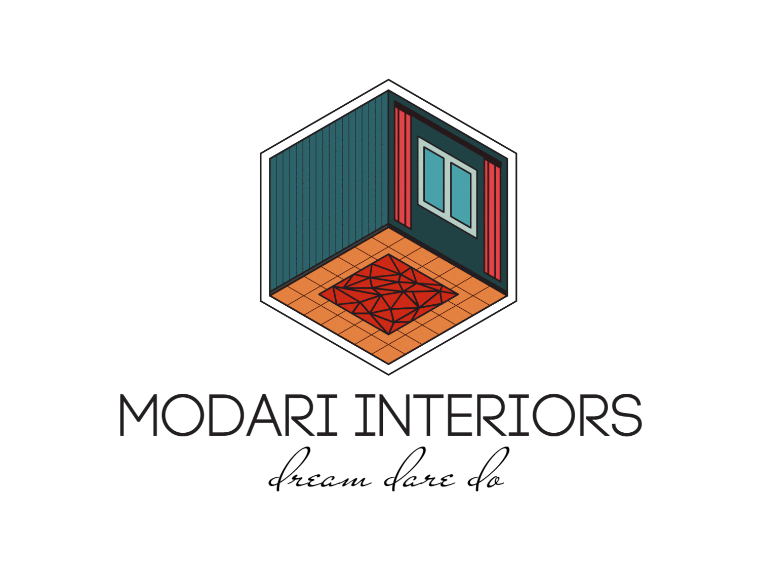 MODARI INTERIORS logo design 2d logo animation after effects animation branding design graphic design identity illustration interior intro isometric logo logotype mark motion graphics vector