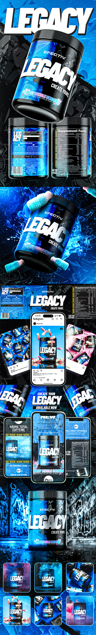 Legacy - Pre Workout advertising artwork brandg design graphic design health illustrator label design marketing mockups packaging photoshop pre workout product design social supplements