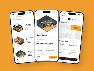 Music Studio Rehearsal Space Booking App Design booking booking app google google design interaction design music music app music studio room booking room booking app space booking space booking app studio studio app studio space
