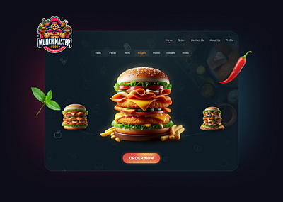 Food Website - Web Design - Burger app design burger web design burger webdesign food app design food design food web ui design web design