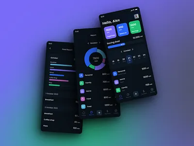 Spentify Expenses Management App budget charts finance fintech purple ui ux