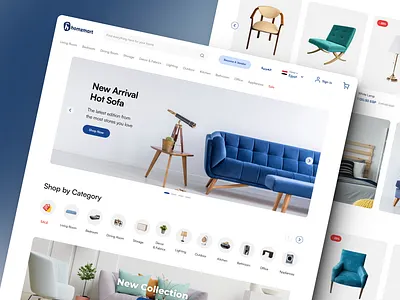 Furniture Website blue ecommerce furniture marketplace