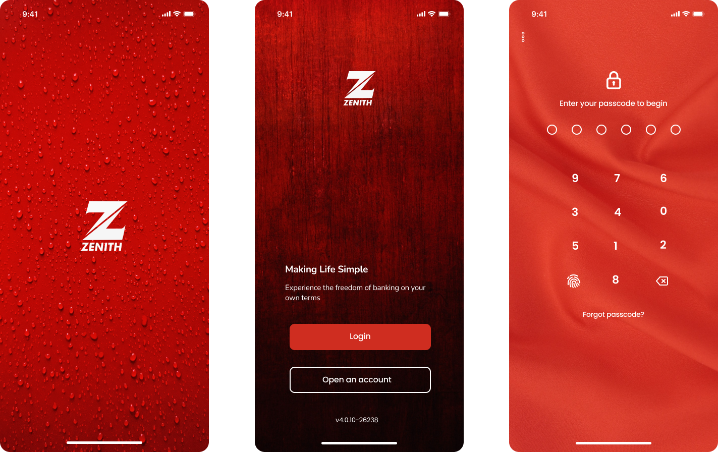 Zenith Bank App Login bank banking finance fintech mobile ui