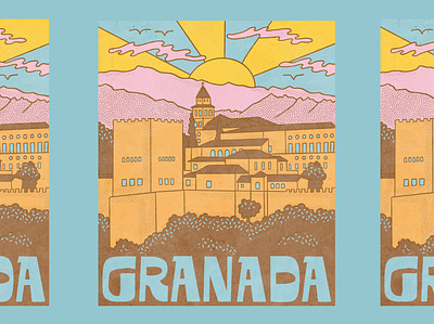 Granada Design branding city design espana granada handlettering illustration landscape lettering mountain mountains nature outdoors retro spain sunset t shirt