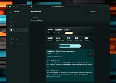 Investment Details clean design energy figma investment ui