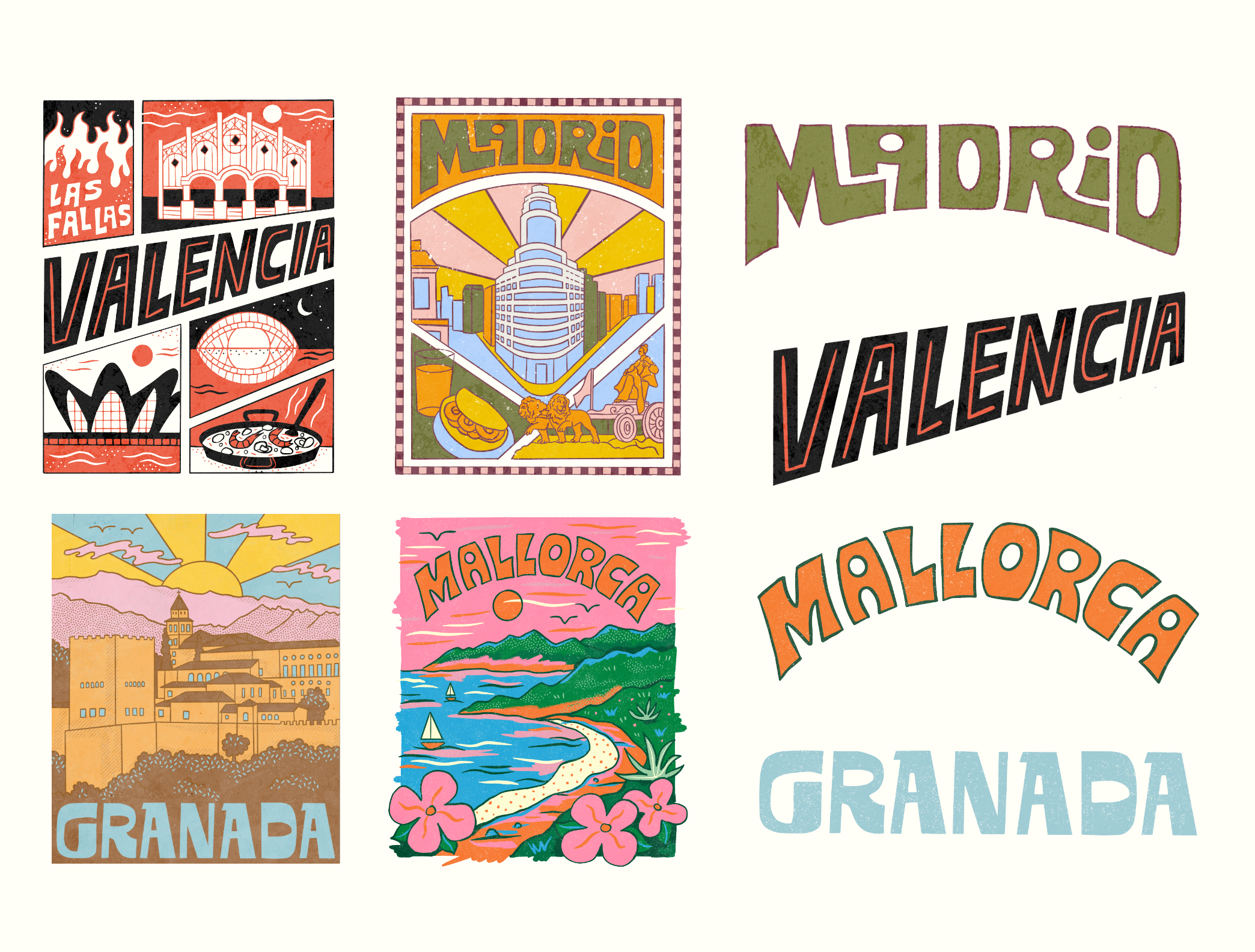 Spain Collection branding city design epsana europe handlettering illustration landscape lettering logo merch mountains name nature ocean outdoors spain t shirt travel