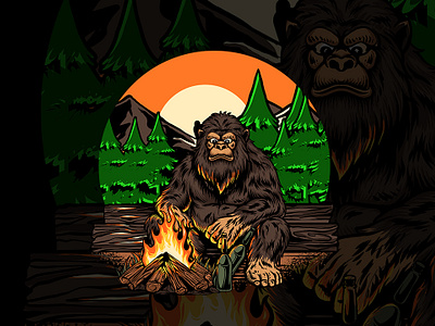 Bigfoot illustration "Camp Version" art bigfoot custom graphic design illustration tshirt vintage yetti