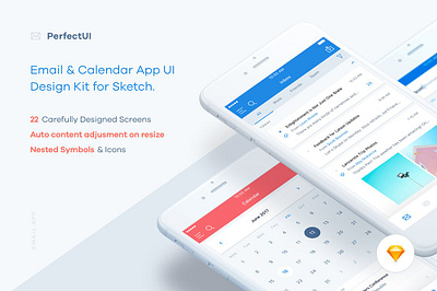 Email & Calendar UIUX Kit (Sketch) app calendar design designer gui ios iphone mobile sketch template ui kit ui set user interface wireframe