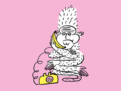 Banana phone 🍌☎️ banana banana phone design doodle funny illo illustration lol monkey phone sketch