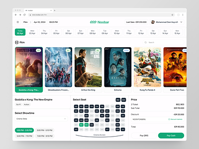 Noobar - Point Of Sales Dashboard cinema clean design film landing page movie pos ticket ui web website