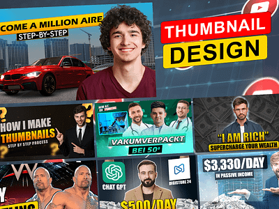 Creative Thumbnail Designs for Engaging Content ads click bait thumbnail click worthy thumbnails content promotion creative design designer eye catching thumbnails graphic design social media graphics thumbnail thumbnail designer video thumbnails visual branding youtube youtube thumbnails