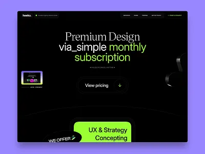 Shot #23939643 abstract agency animation atomize branding design design system figma framer landing page one page parallax subscription typography ui