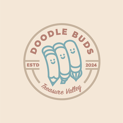 Doodle Buds Badge badge branding graphic design illustration illustrator logo marker paintbrush pencil
