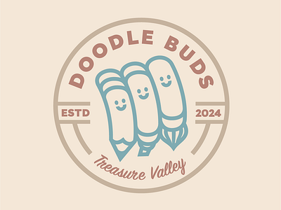 Doodle Buds Badge badge branding graphic design illustration illustrator logo marker paintbrush pencil