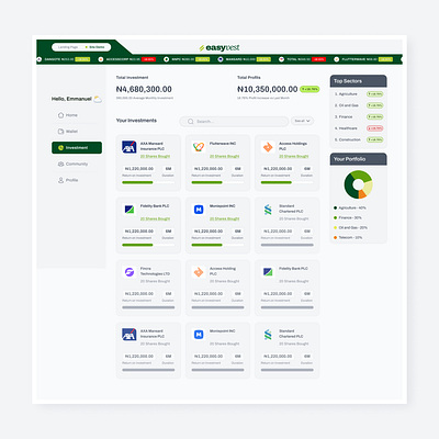 Investments - Easyvest user investments app appdesign branding design finance investment ui web website