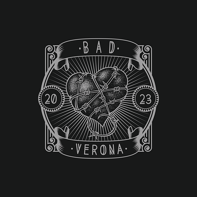 Bad Verona art band coverart illustration merchdesign rock skull