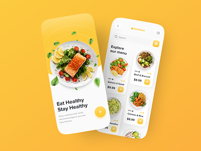 Food Delivery App - UI Design challenge dailyui delivery design food fooddelivery healthy hype4 keto ketogenic mobile salad ui ui design
