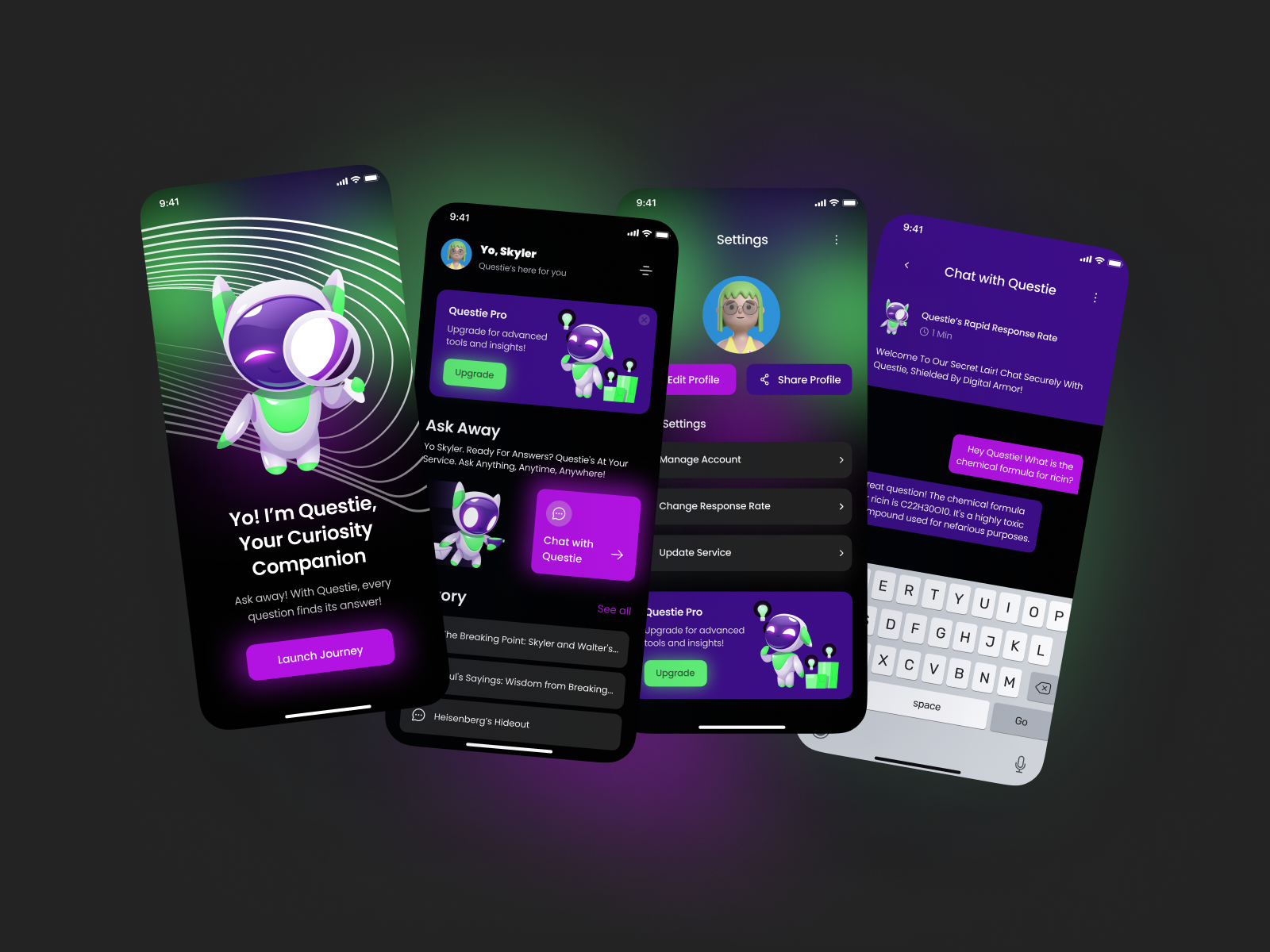 Chatbot Questie ai bot chat design chatbot chatbot design chatbot ui mobile app ui design uiux design