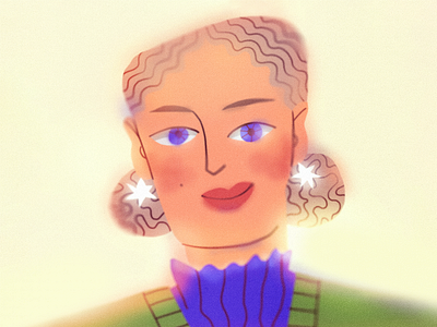 Star Shaped Earrings 2d earrings flat fuzzy girl illustration noisy portrait texture