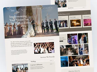 Premier Entertainment Wedding Management Services Website Design app branding design event management figma graphic design illustration landing page logo ui uiux ux web design design website design wedding wedding management
