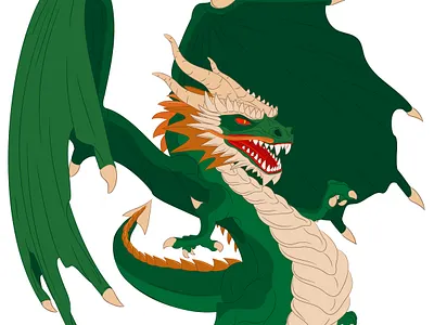 Крылатый зеленый дракон fantasy