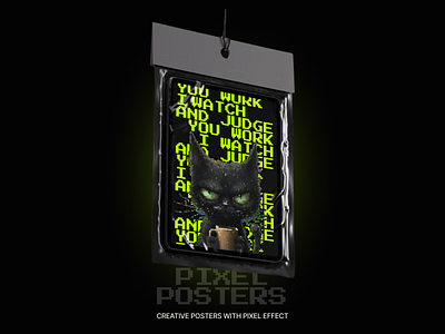 Creative Pixel Posters. Angry boss cat figma graphic design pixel