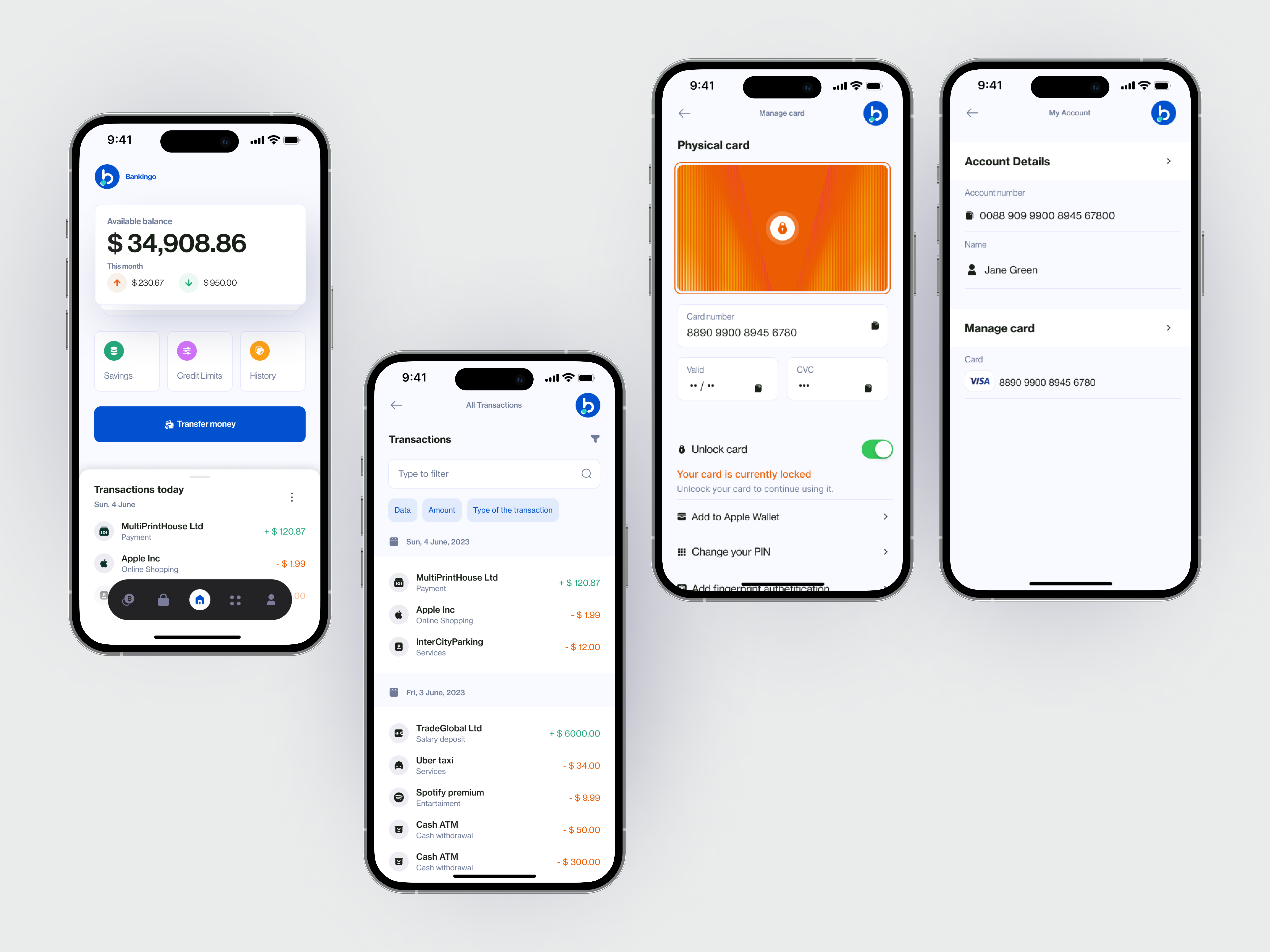 Mobile Banking App aisoftware animation appbank cleandesign cleaninterface cryptowallet graphicdesign green iphone lockcard mobilebanking mobiledesignapp motion graphics purple roundedmenu ui uxmobile visacard whitedesign whitemode