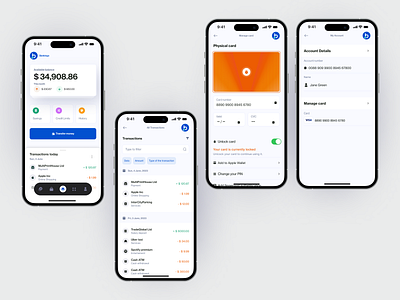 Mobile Banking App aisoftware animation appbank cleandesign cleaninterface cryptowallet graphicdesign green iphone lockcard mobilebanking mobiledesignapp motion graphics purple roundedmenu ui uxmobile visacard whitedesign whitemode