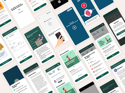Blood Pressure Monitoring Mobile App aesthetic animation blood pressure clean ui digitalhealth figma fitness healthcare healthmonitoring healthtech healthtrack heart rate interaction design minimalistic mobile oximetry recommendation ui concept ux design wellness