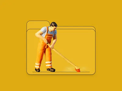 File Janitor 2d after effects animation character character animation cleaning collage animation janitor motion graphics sweep