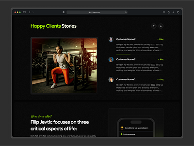 Fatless Redesign branding clean dark mode desktop fitness playfull ui design web design