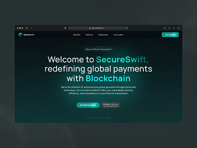 SecureSwift — FinTech Landing Page 📶 blockchain dark theme design fintech landing landing page technlogy ui ux website