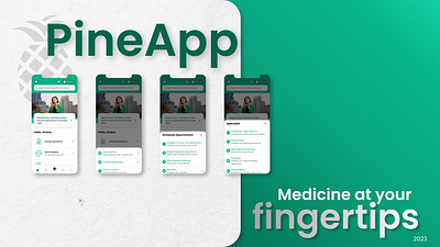 PineApp Health Care App animation app design branding design graphic design healthcare mobile ui ux