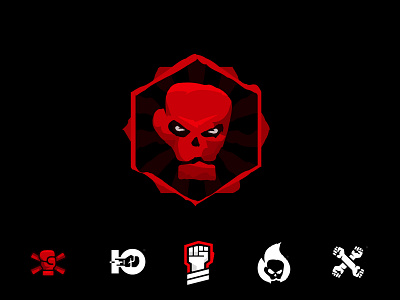 Ulian B. Melee 80 lvl boxing evil graphic design initial logo punch red skull