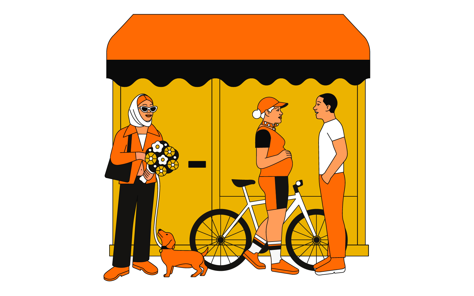 Store front branding illustration characters commerce illustration online store illustration product illustration spot illustration store