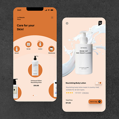 Skincare app app design mobile app product design ui uiux design ux