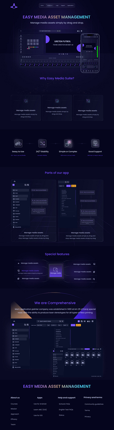 Easy media asset management card cards dark dark mood glass glassmorphism landing landing page media ui video