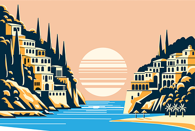 Little city in Italy design illustration italy vector