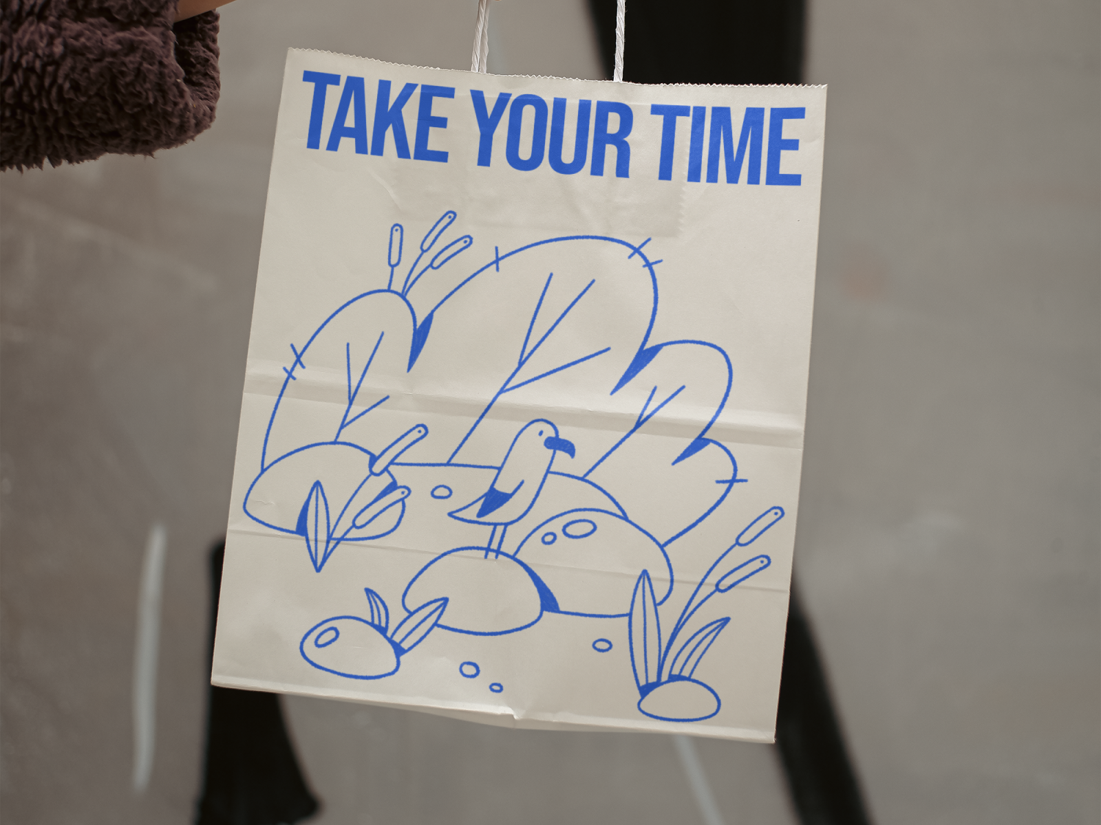 Paper Bag Illustration bag bird blue branding clean design graphic design illustration logo modern outline paper simple typography ui vector