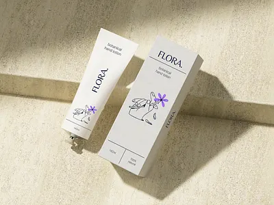 Flora hand lotion beauty brand branding design flower graphic design hand illustration logo lotion package packaging typography ui