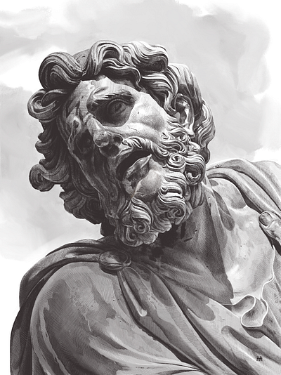 Captive design digital art illustration louvre pencil procreate drawing roman sketch statue